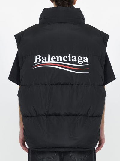 Shop Balenciaga Puffer Cocoon Vest In Black