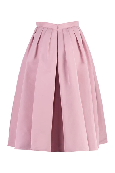 Shop Alexander Mcqueen Pleated Midi Skirt In Pink