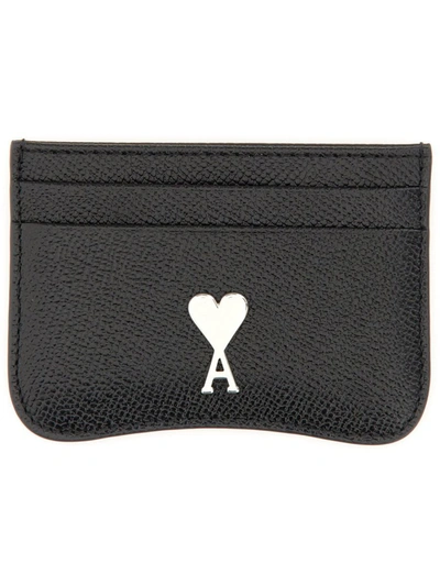 Shop Ami Alexandre Mattiussi Ami Paris Card Holder "paris Paris" Unisex In Black