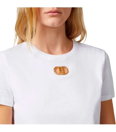 Shop Elisabetta Franchi White Jersey T-shirt With Logo