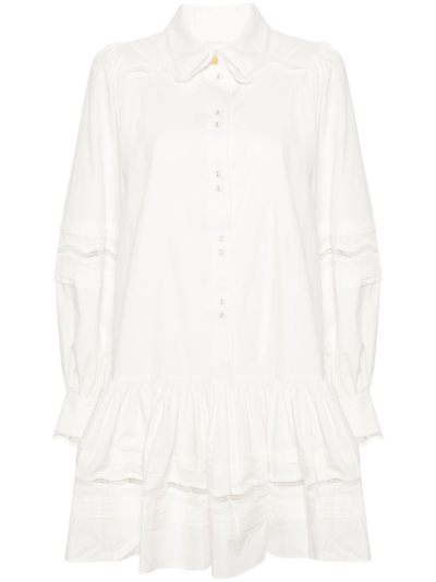 Shop Aje White Reva Cotton Shirt Dress