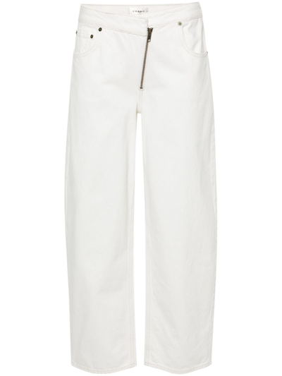 Shop Frame White Angled Zipper Straight-leg Jeans
