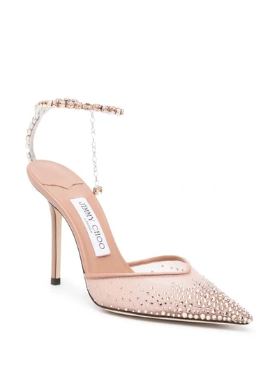 Shop Jimmy Choo Saeda 100mm Pumps Embellished With Crystals In Pink & Purple