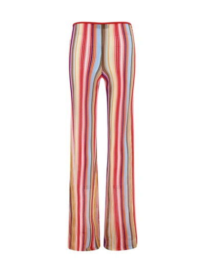 Shop Missoni Pants In Multicolor Red Strip