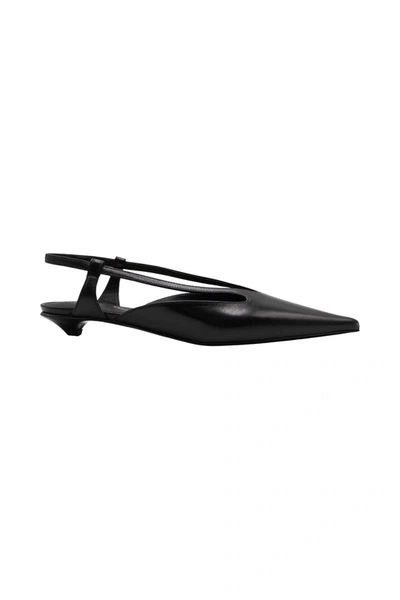 Proenza Schouler Slash Patent-leather Slingback Point-toe Pumps In Black