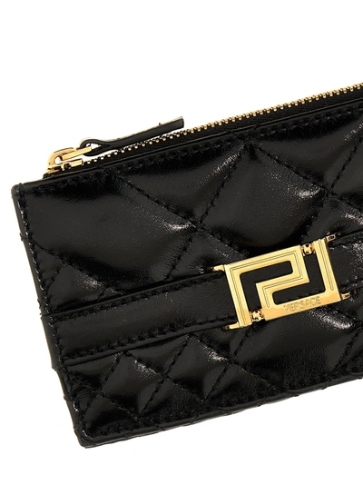 Shop Versace 'greca Goddess' Card Holder In Black