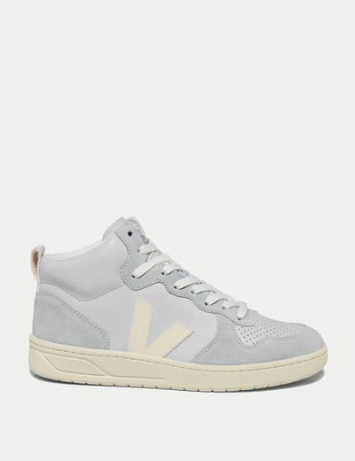 Shop Veja V-15 Leather In Grey