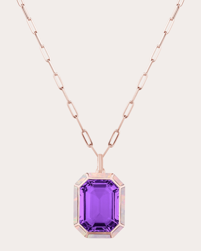 Shop Goshwara Women's Amethyst & Pink Opal Vertical Pendant Necklace In Purple
