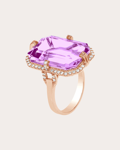 Shop Goshwara Women's Diamond & Lavender Amethyst Ring 18k Gold In Purple