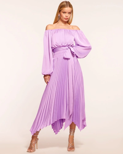 Shop Ramy Brook Aviette Off-the-shoulder Dress In Mosaic Purple