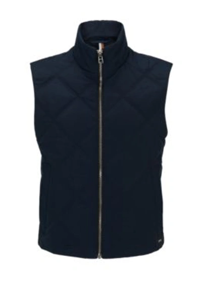 Shop Hugo Boss Regular-fit Gilet With Quilting And Inside Zip Pockets In Dark Blue