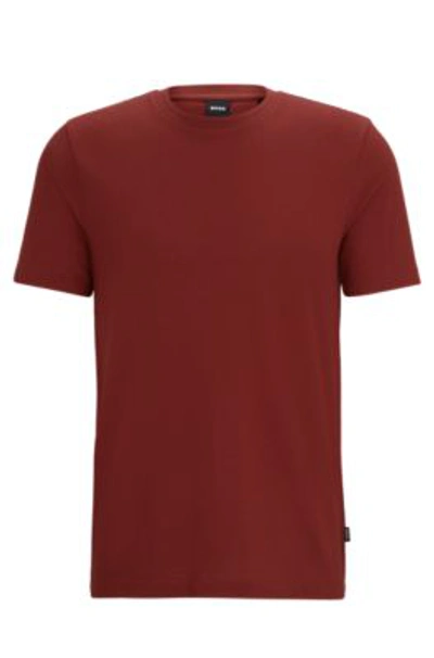 Shop Hugo Boss T-shirt With Bubble-jacquard Structure In Light Brown