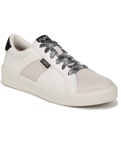 Shop Ryka Women's Viv Classic Oxfords In White Microsuede,faux Leather