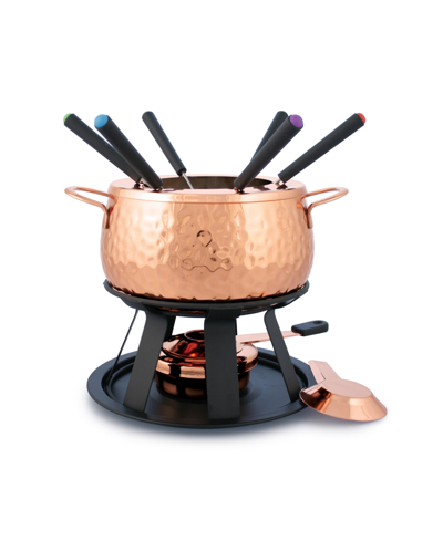 Swissmar Biel 11 Piece Hammered Copper Fondue Set In Copper
