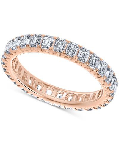 Macy's Diamond Emerald-cut Eternity Band (2 Ct. T.w.) In 14k Gold (also In Platinum) In Rose Gold