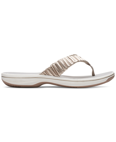 Shop Clarks Women's Breeze Rae Slip-on Thong Sandals In Champagne