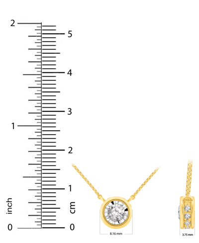 Macy's Diamond Miracle Plate Bezel Pendant Necklace (1/2 Ct. T.w.) In 14k Gold, 16" + 2" Extender In 14k Tw In Yellow Gold