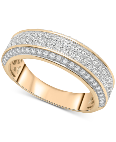 Shop Macy's Men's Diamond Pave Band (1 Ct. T.w.) In 10k Gold In Yellow Gold