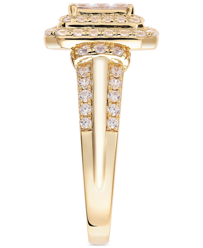 Macy's Diamond Emerald Shaped Halo Cluster Engagement Ring (1 Ct. T.w.) In 14k Gold In Yellow Gold