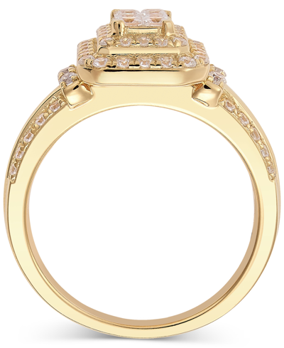 Macy's Diamond Emerald Shaped Halo Cluster Engagement Ring (1 Ct. T.w.) In 14k Gold In Yellow Gold