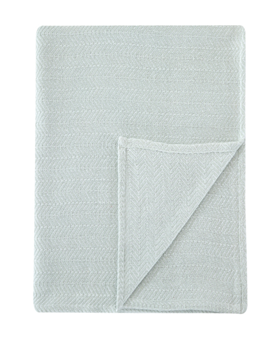 Melange Herringbone Cotton Blanket, Full/queen In Mint