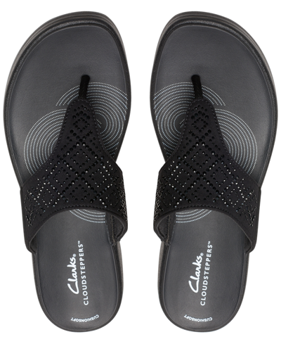 Clarks Clarene Award Womens Nubuck Perforated Wedge Sandals In Black