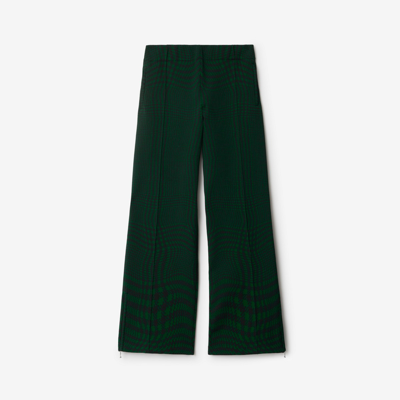Shop Burberry Warped Houndstooth Nylon Blend Track Pants In Ivy
