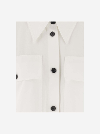 Shop Khaite Cotton Shirt With Contrasting Buttons In White
