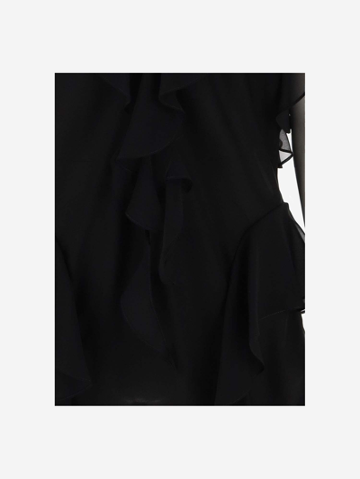 Shop Khaite Silk Ruffle Top In Black