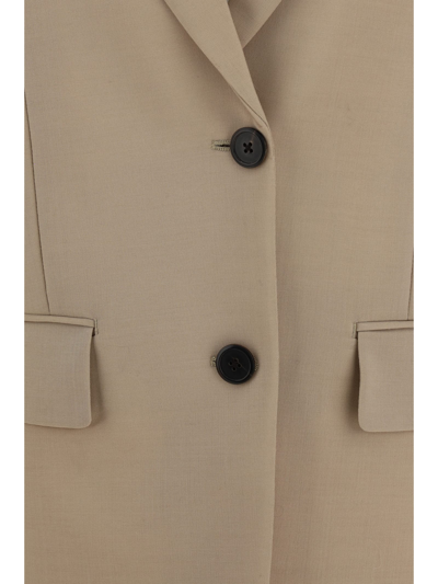 Prada Rope-coloured Single-breasted Jacket In Wool And Mohair In Neutral