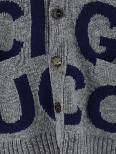 Shop Gucci Cardigan In Grey/blue