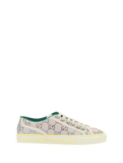 Shop Gucci Sneakers In Silver/white