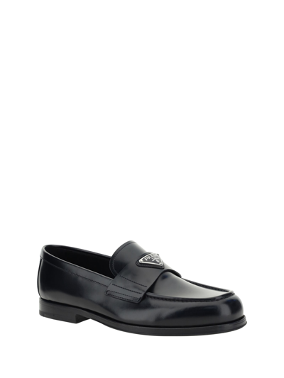 Prada Round-toe Loafers In Nero