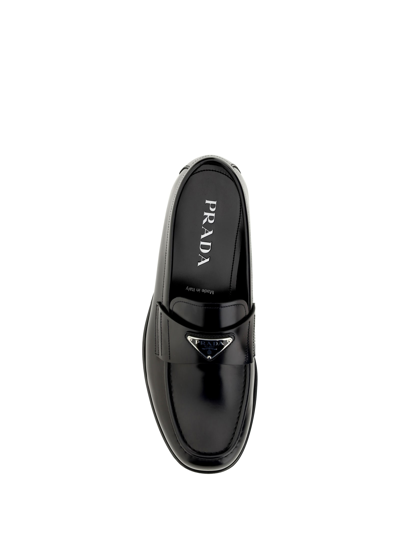 Prada Round-toe Loafers In Nero