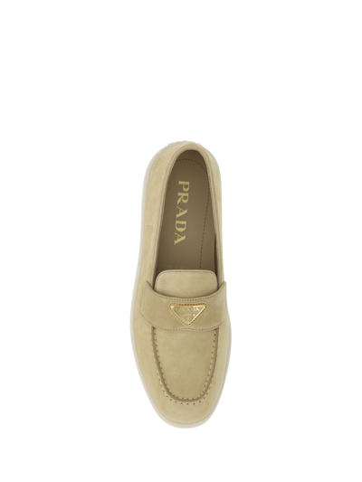 Shop Prada Loafers In Ecru