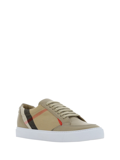 Shop Burberry New Salmond Sneakers In Tan