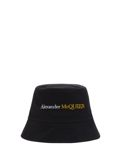 Shop Alexander Mcqueen Bucket Hat In Black/gold