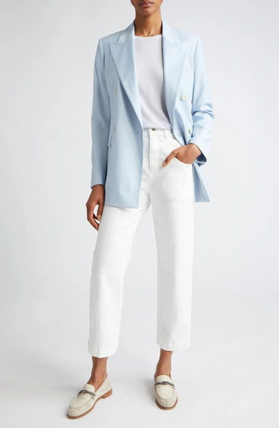 Eleventy Double Breasted Virgin Wool Blend Blazer In Baby Blue