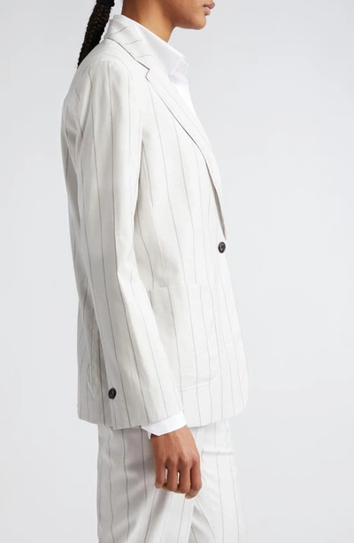 Shop Eleventy Pinstripe Blazer In Ivory