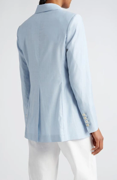 Eleventy Double Breasted Virgin Wool Blend Blazer In Baby Blue