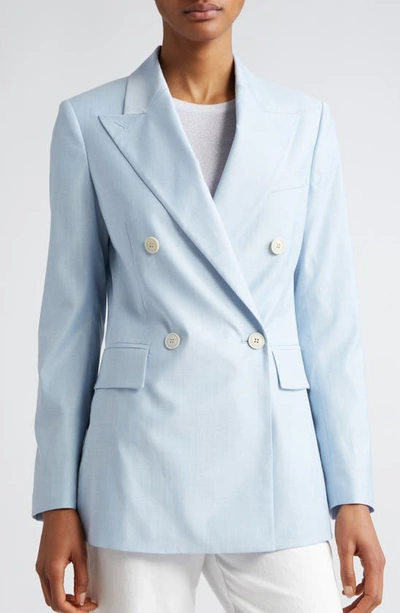 Eleventy Double Breasted Virgin Wool Blend Blazer In Baby Blue