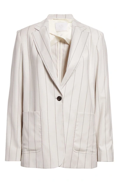 Shop Eleventy Pinstripe Blazer In Ivory