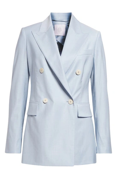 Eleventy Double Breasted Virgin Wool Blend Blazer In Baby Blue