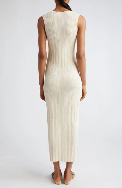 Shop Eleventy Sleeveless Cotton Rib Midi Sweater Dress In Sand