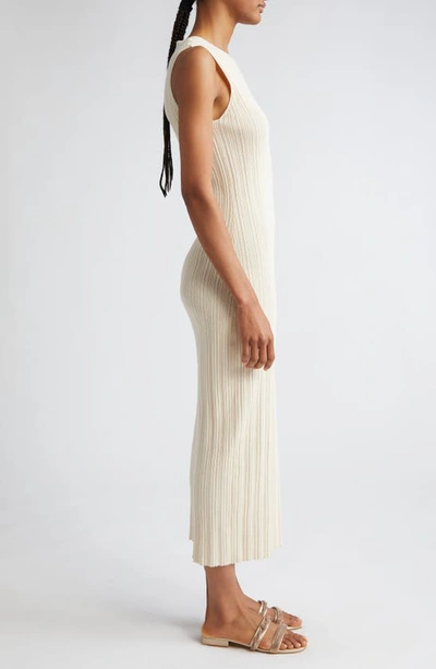 Eleventy Sleeveless Cotton Rib Midi Sweater Dress In Sand