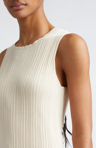 Eleventy Sleeveless Cotton Rib Midi Sweater Dress In Sand