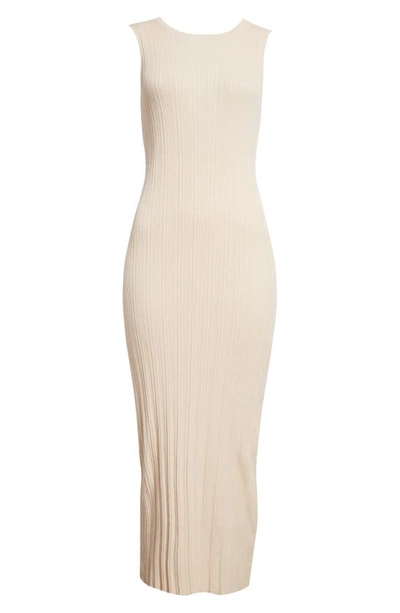 Eleventy Sleeveless Cotton Rib Midi Sweater Dress In Sand