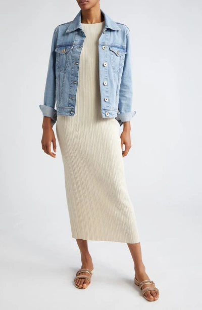 Eleventy Sleeveless Cotton Rib Midi Sweater Dress In Sand