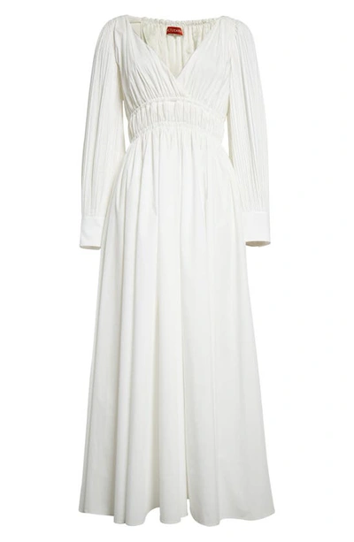 Shop Altuzarra Kathleen Shirred Long Sleeve Midi Dress In Optic White