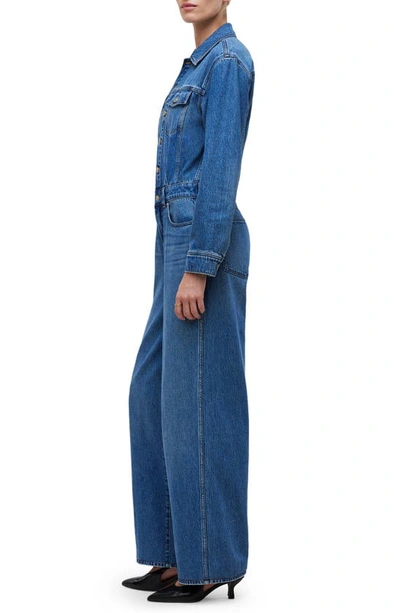 Shop Madewell Long Sleeve Wide Leg Denim Coverall Jumpsuit In Byrne Wash